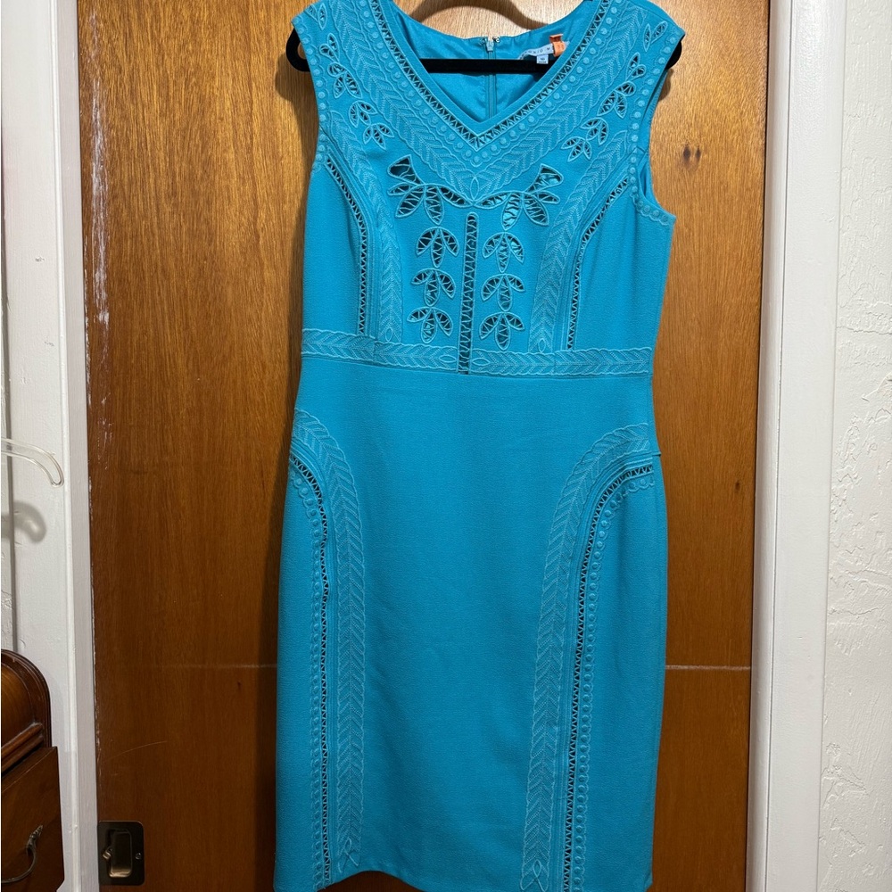 ANTONIO MELANI Turquoise Lace Midi Dress